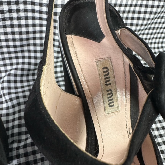 Miu Miu Black Silver Metallic 70s Disco Style Suede Platform Sandals EU 38 US 8 - Picture 3 of 7